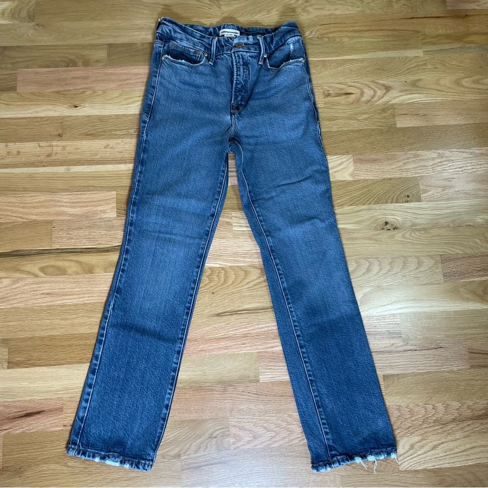 Good American Good Legs Straight Leg Denim Jeans Size 25 Indigo Some Distress